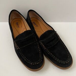 Women’s Born Black Suede Penny Loafers Casual Comfortable Slip On Shoes Size 9 M
